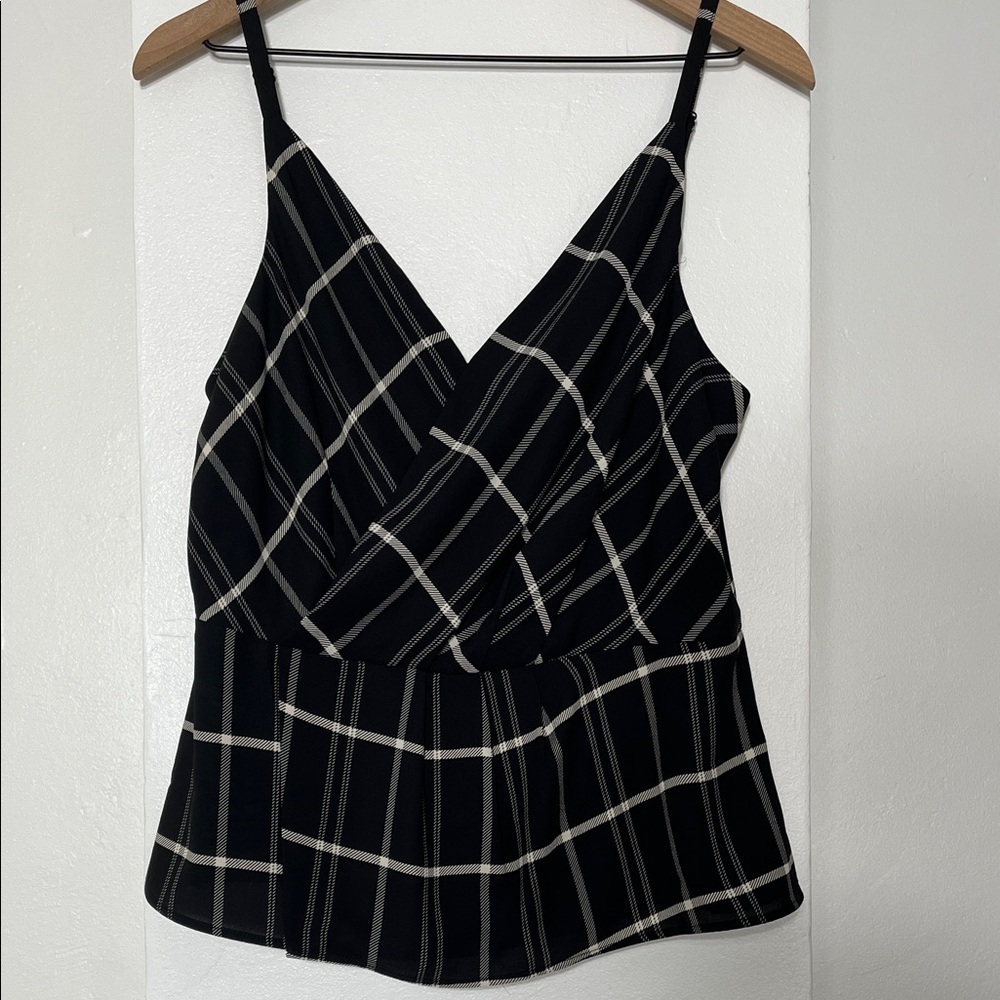 CAbi Black and Cream Checkered Camisole